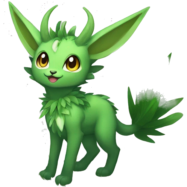 Anthro Shy Shiny Leaves-Grass-Type Fakémon-Sona With Horns Full Body emoji