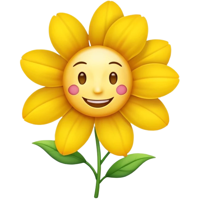 cheerful happy flower with a smiling face emoji