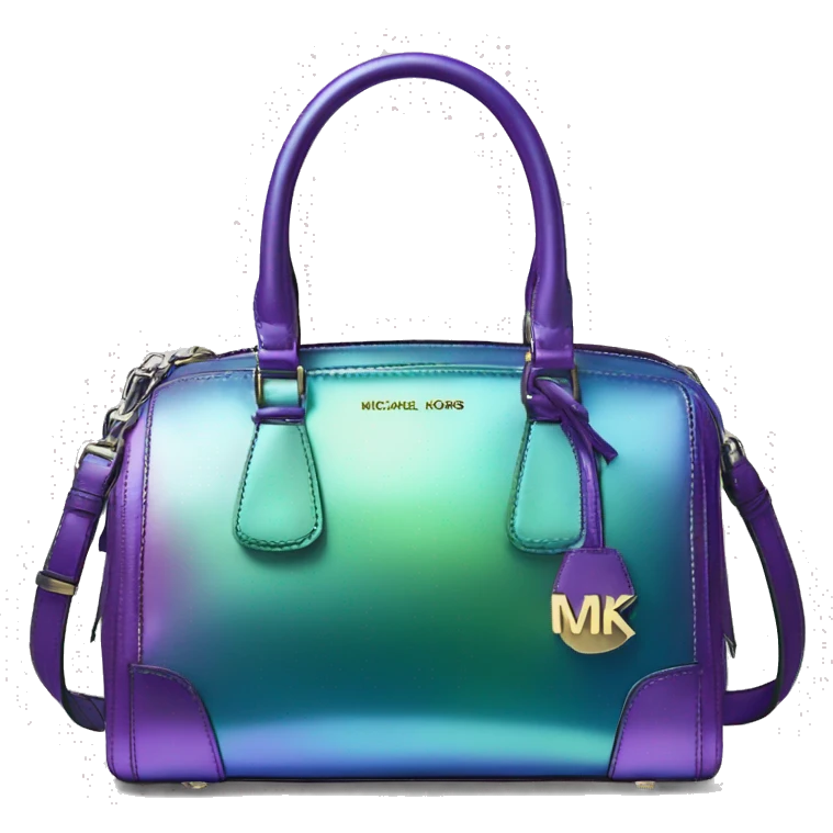 Realistic isolated blue purple and green metallic Michael Kors Satchel purse.  emoji