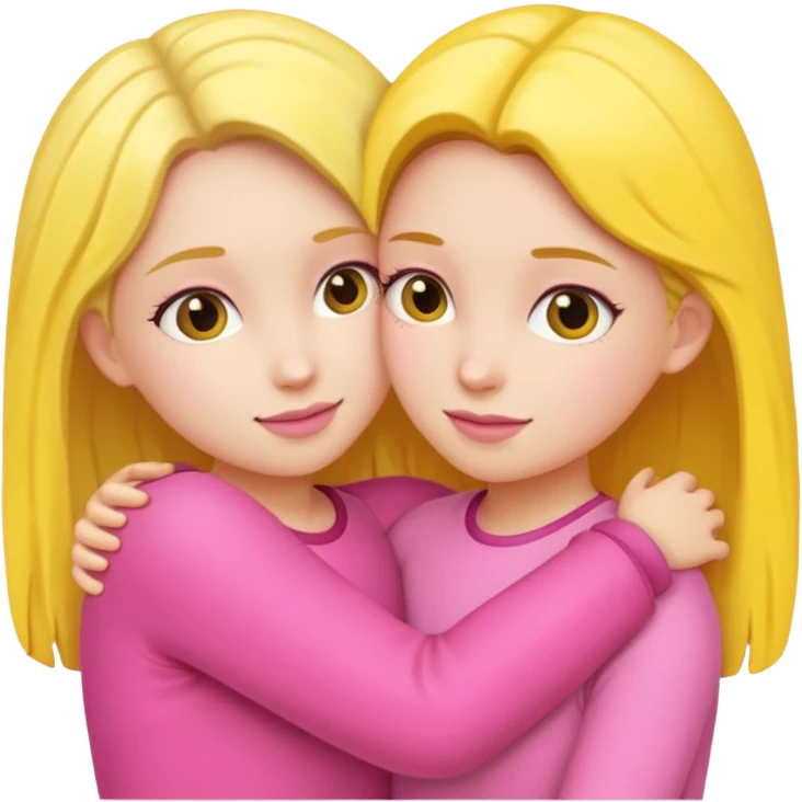 2 красивые девочки в розовом и желтом объятья emoji