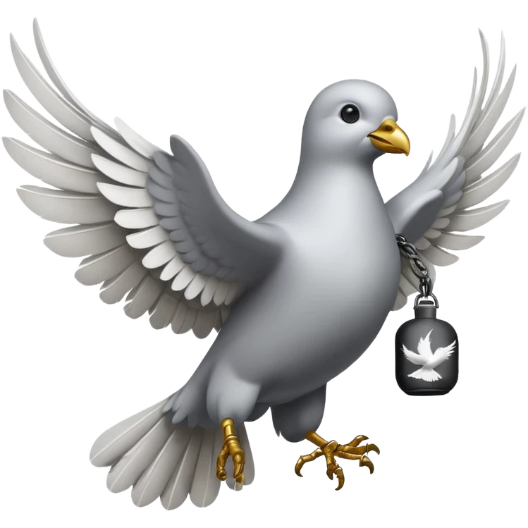 a flying dove carrying a grenade in its feet, inspired by the Hollywood Undead logo emoji