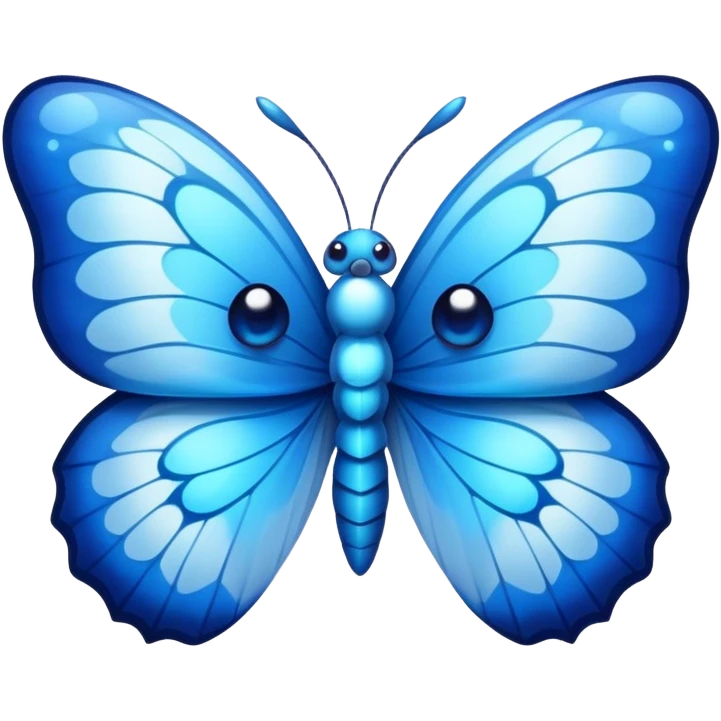 Cinematic Realistic Cute Blue Butterfly Portrait Emoji, Head tilted playfully and inquisitively, featuring beautifully patterned sapphire wings with intricate venation and a charming, petite body with round, sparkling eyes full of gentle curiosity, rendered with lifelike detail and warm natural highlights, high shine, affectionate and spirited, styled with a touch of whimsical garden magic, soft glowing outline, capturing the essence of a mischievous yet lovable blue butterfly that seems ready to flutter playfully into your arms! emoji