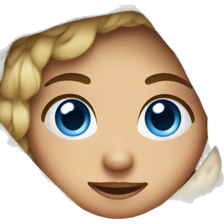 girl in Cozy blanket with blue eyes emoji