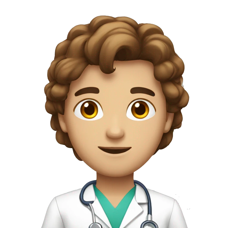 medico blanco joven con pelo marron lacio emoji