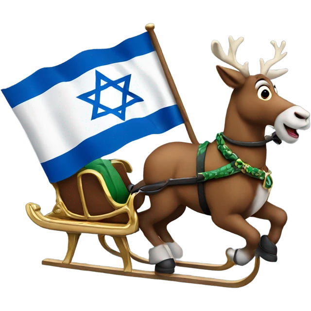 Santa Claus on his sleigh with an Israeli flag on the side emoji