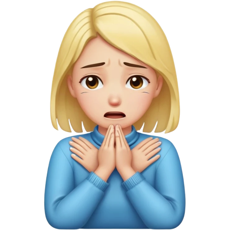 girl with hands cross neck crying emoji