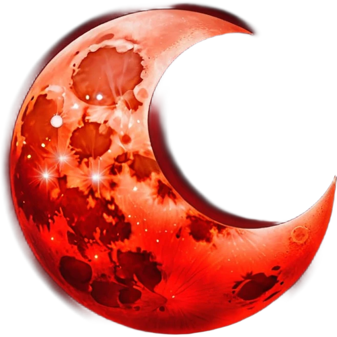 glitter red blood moon crescente emoji