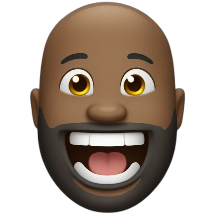 Black bald man with beard laughing emoji