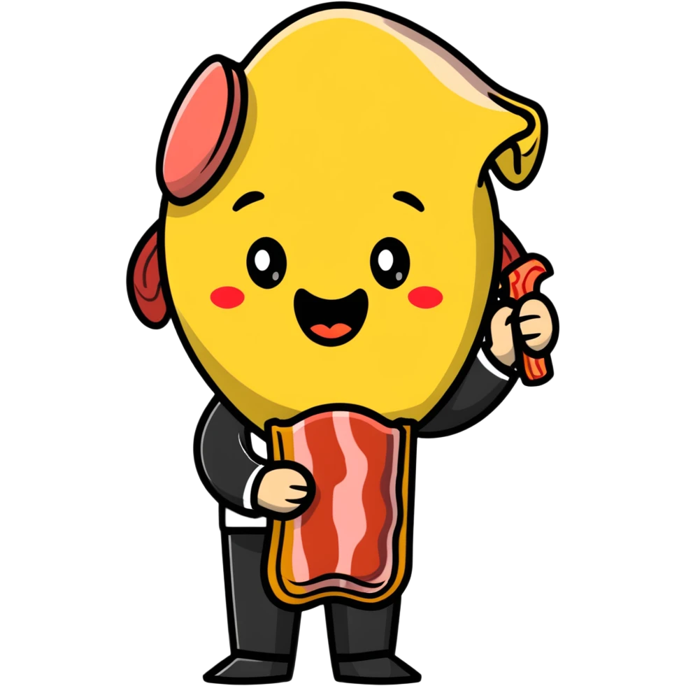 sarcasm emoji with a slice of bacon emoji
