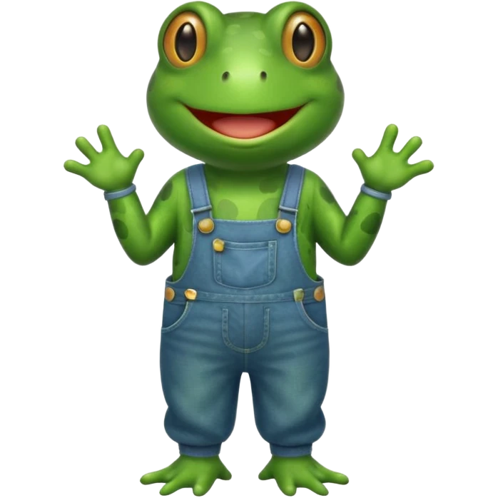 happy frog in overalls emoji