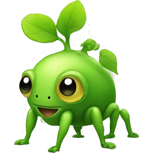 A tiny green creature with a plant bulb on its back emoji
