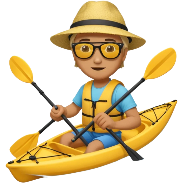 Yellow sea kayak with male paddler emoji