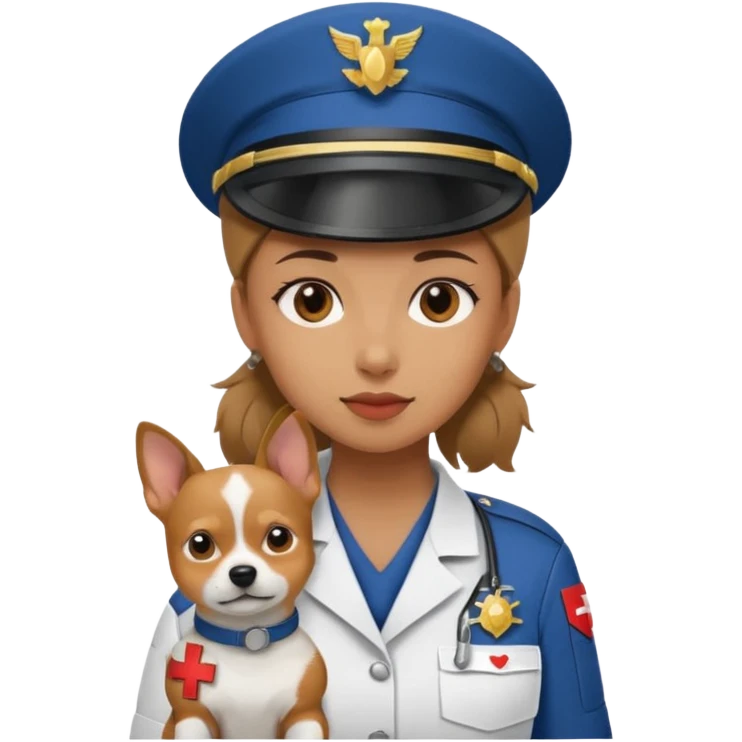 military girl, a medic with a small dog emoji