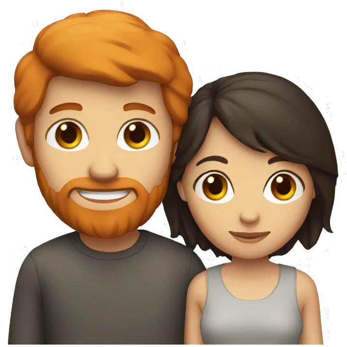 A couple containing a ginger man and a dark haired girl emoji