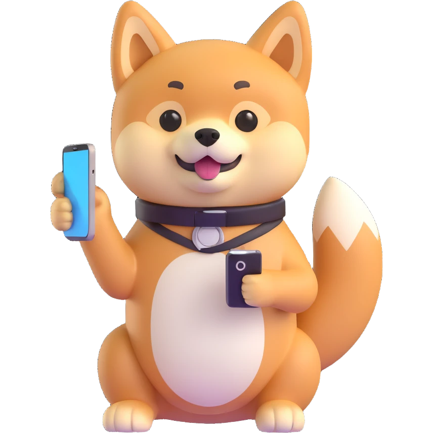shiba inu holding a phone emoji
