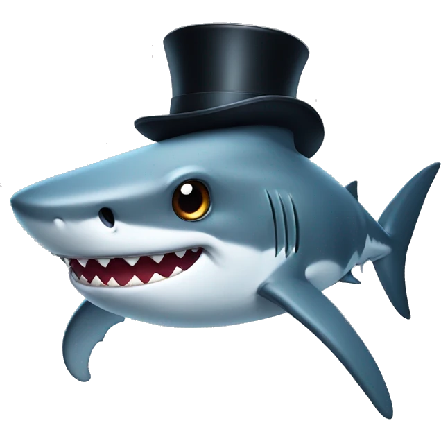 Shark with a top hat emoji