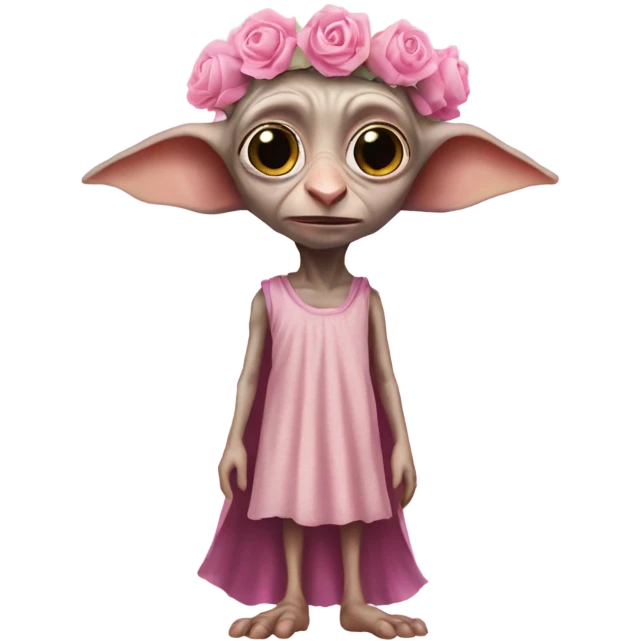 Dobby from Harry Potter wearing a tutu and pink crown emoji