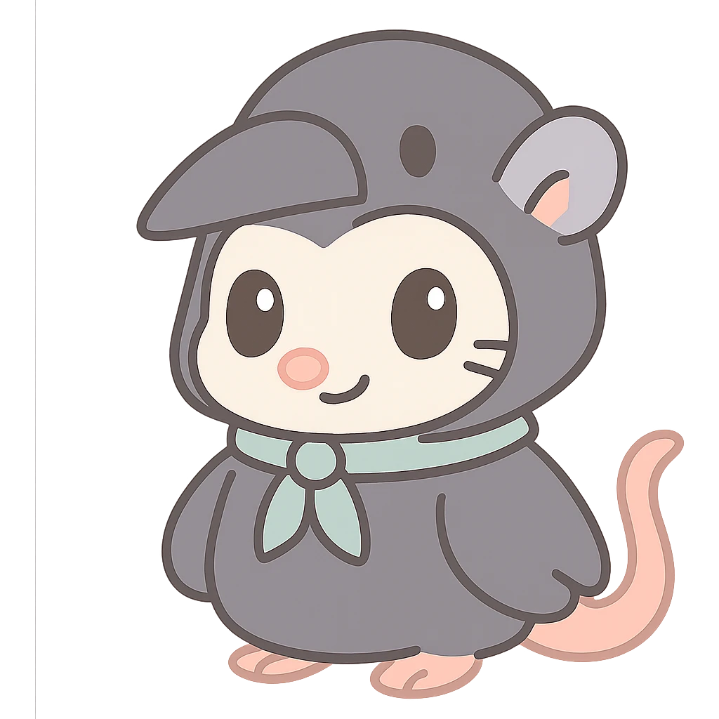 cute cartoon possum dressed up like a crow emoji