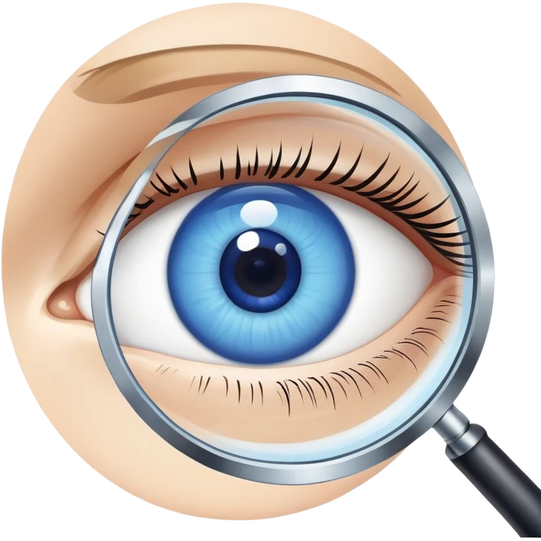A blue eye looking through a magnifying glass. Minimalist, modern style. emoji