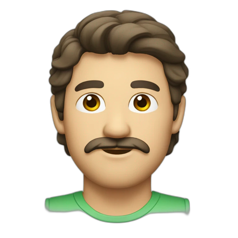 moreno con pelo piel clara sin bigote con ojos verdes emoji