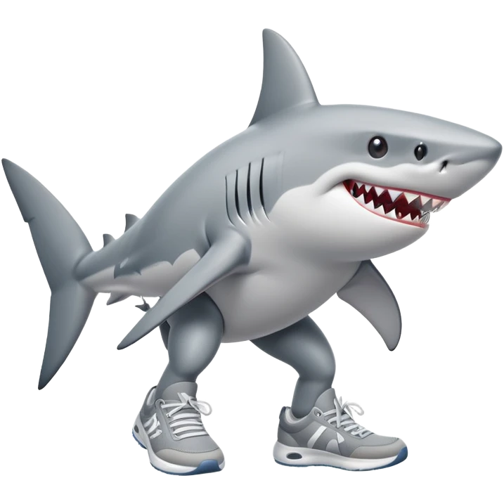 shark with three legs wearing sneakers emoji