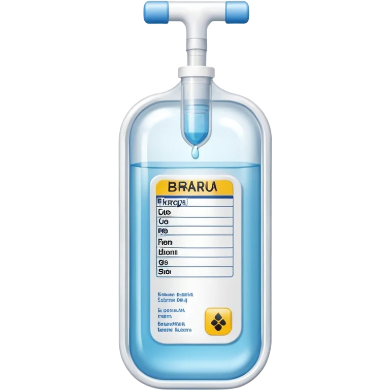 Hospira, BBraun, Hospital Intravenous fluid bag, no ports, and is filled with 500ml, pharmacy label emoji