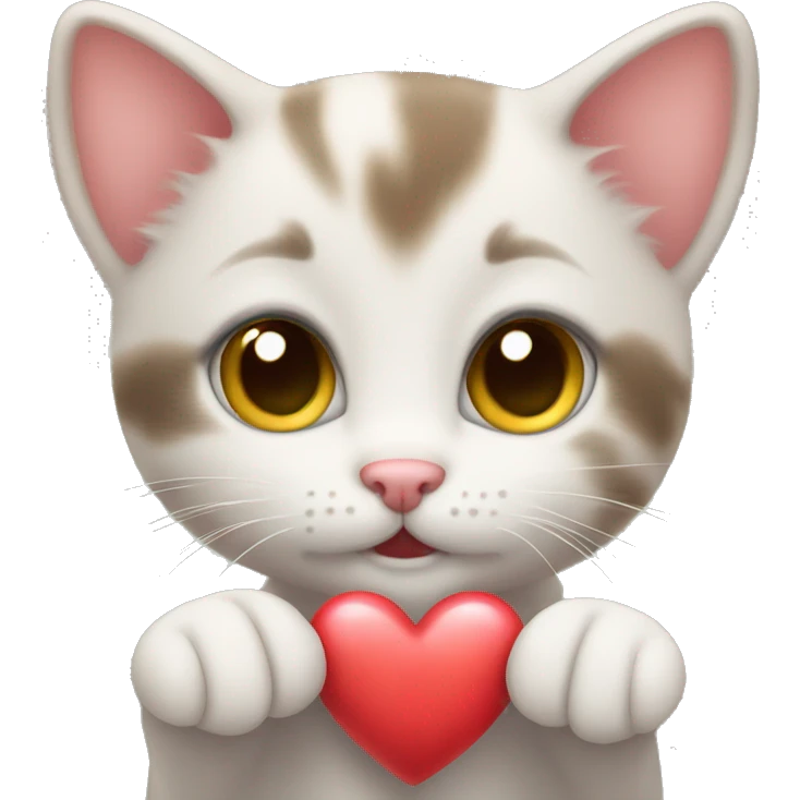 cute kitten shows heart emoji