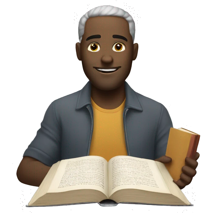 white men chilling with book emoji
