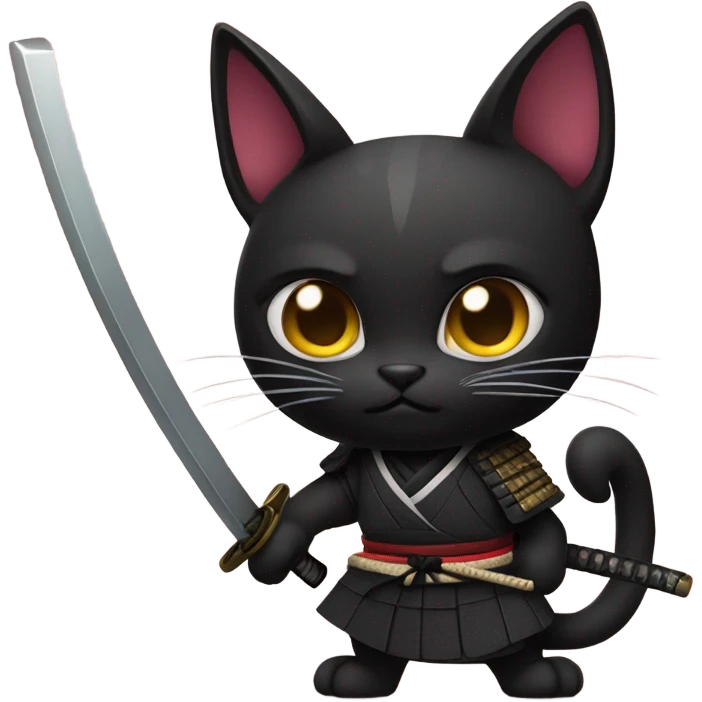 Black samurai Cat with katana emoji