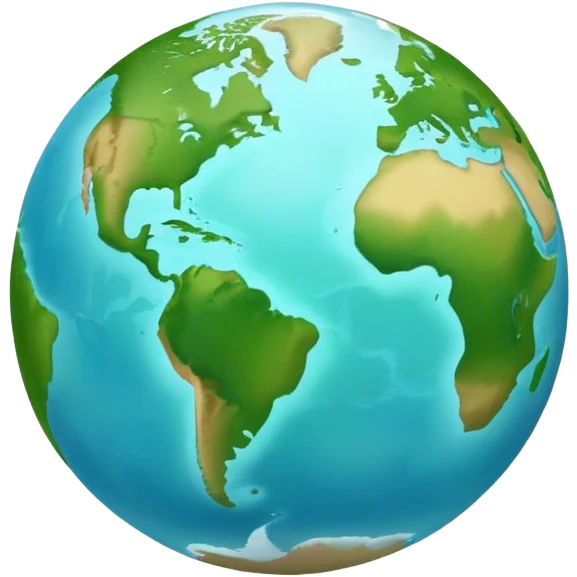 Earth globe with green continents shaped to form the number 2, iOS emoji style emoji