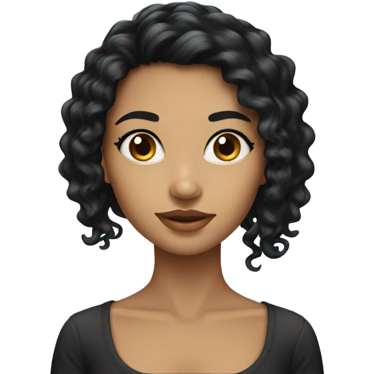 a pretty girl with long black permed hair emoji