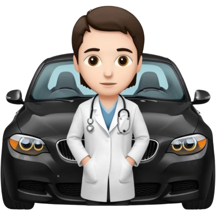 schwarzer BMW mit Arzt im Auto emoji