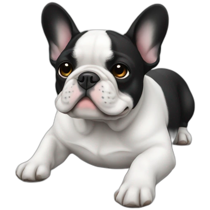 black and white French bulldog laying on the back emoji