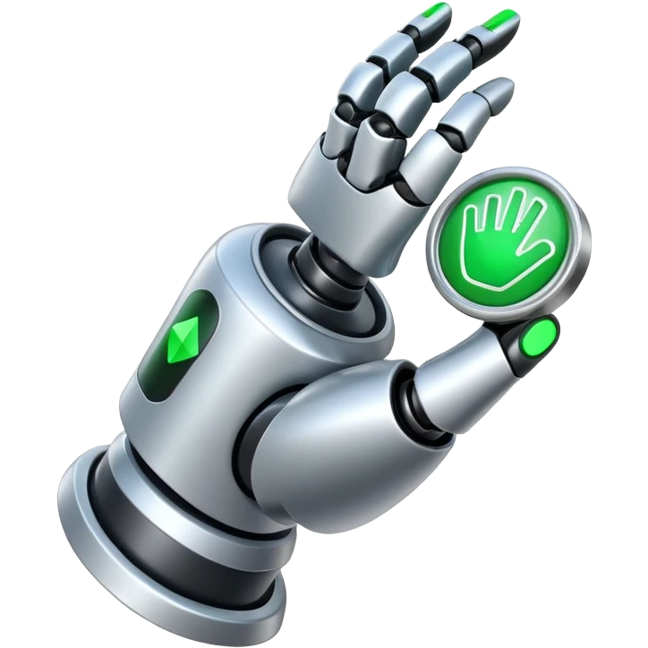 robot hand clicking a checkmark on a web page emoji