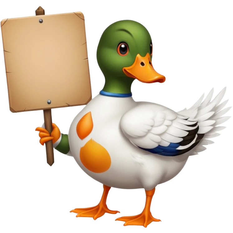 Duck holding large blank sign emoji