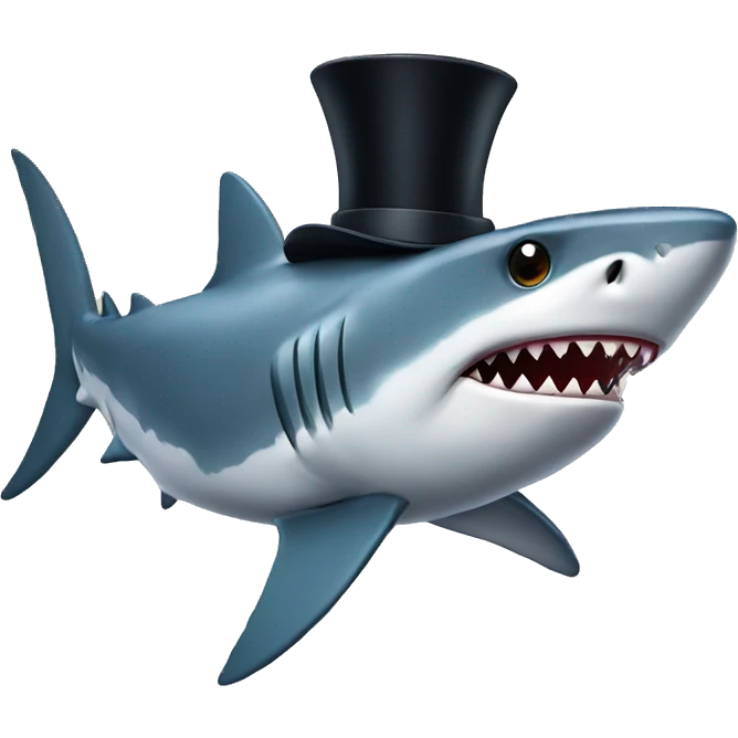 Shark with a top hat emoji
