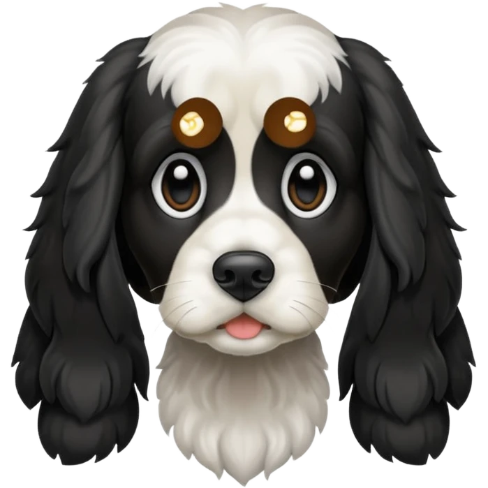 Собака русский кокер спаниель черно-белого цвета emoji