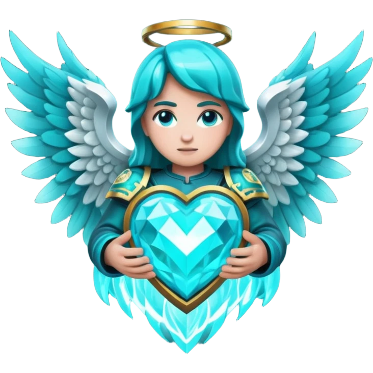 Dark Cyan angel heart with minecraft warden soul emoji
