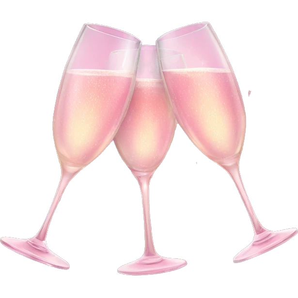 Pink sparkling champagn glasses cheering emoji