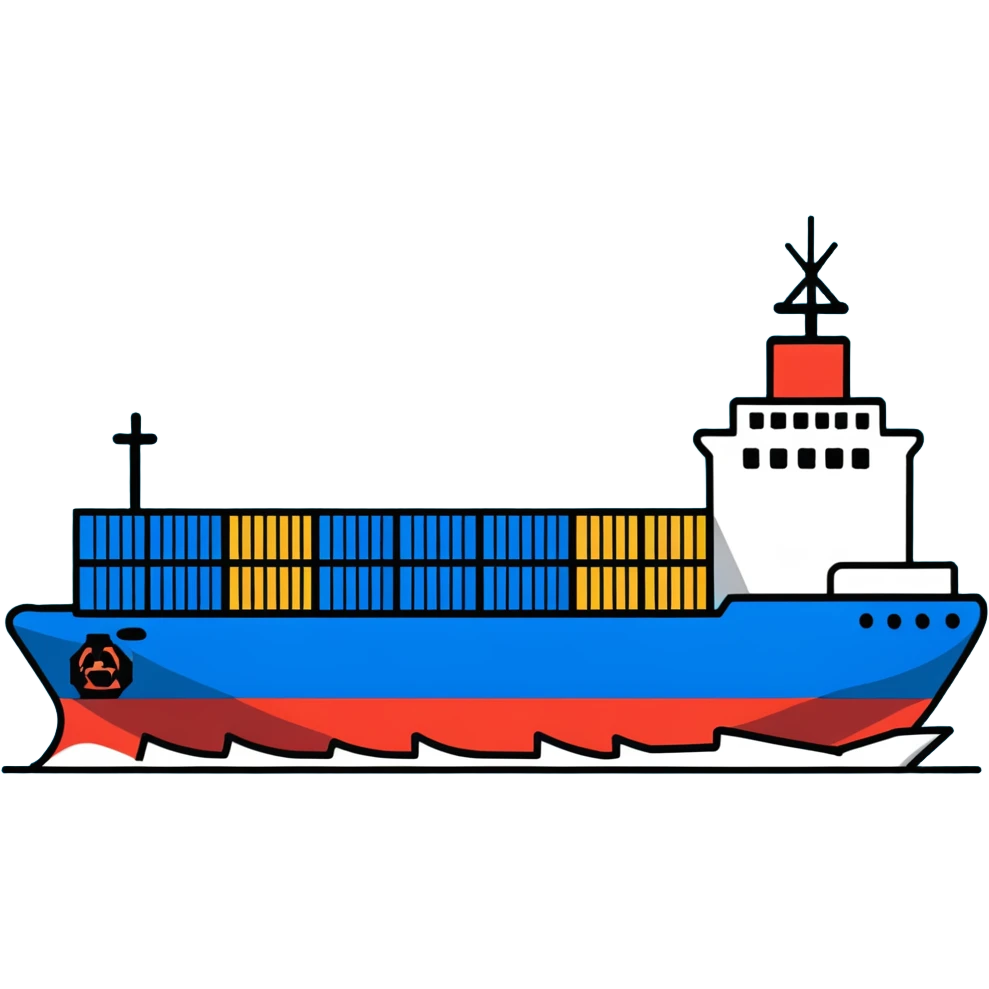 Cargo container ship in ocean emoji