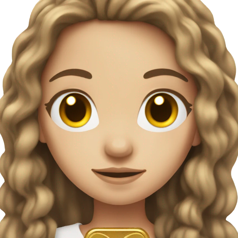 White Girl with brown long hair with gold key in hand emoji