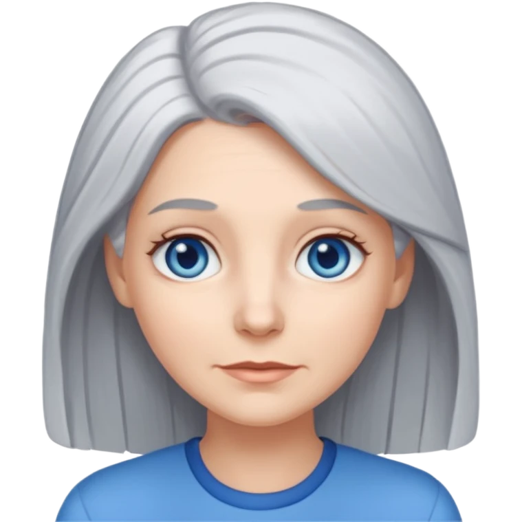 white female grey hair all one length emoji