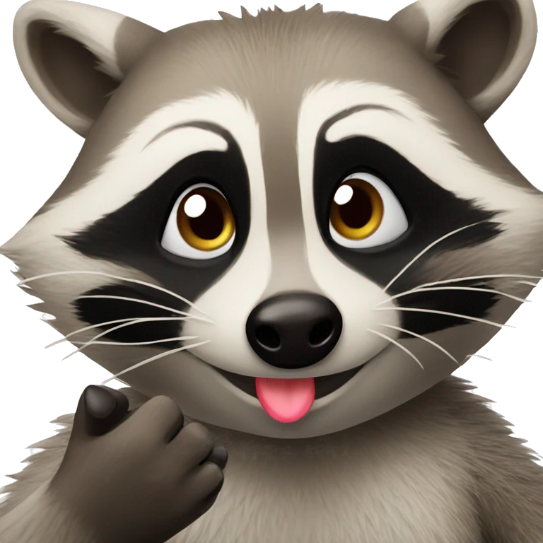 Raccoon blowing kiss  emoji