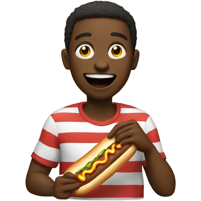 Black guy eating hotdog emoji