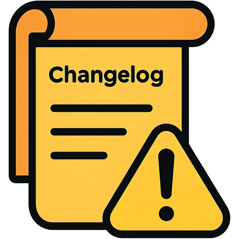 Add yellow color to the caution symbol, keep it suitable for a changelog Discord channel, maintain bold and clear icon style in lineal color icon with black outlines style. emoji