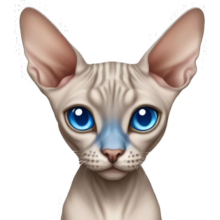 Tabby Sphynx cat with blue eyes  emoji