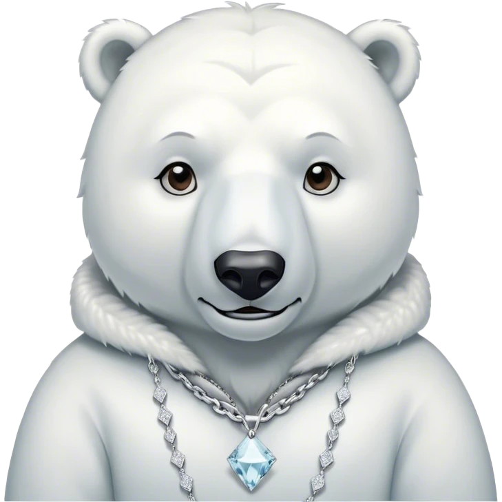 Polar bear wearing a parka with a diamond necklace on emoji
