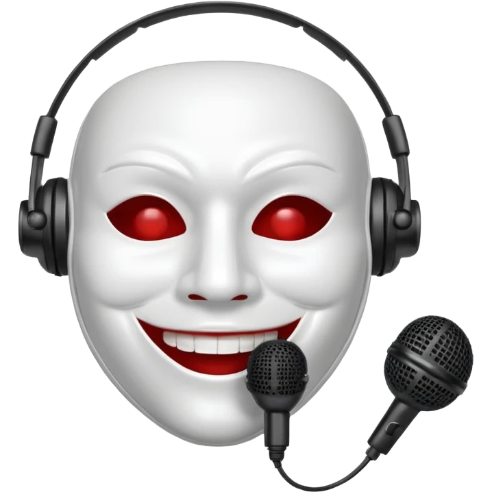 smiling mask with a microphone emoji