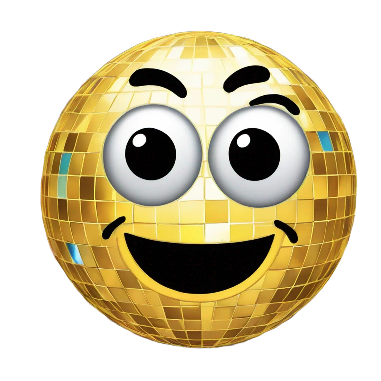 Disco ball smiley face emoji