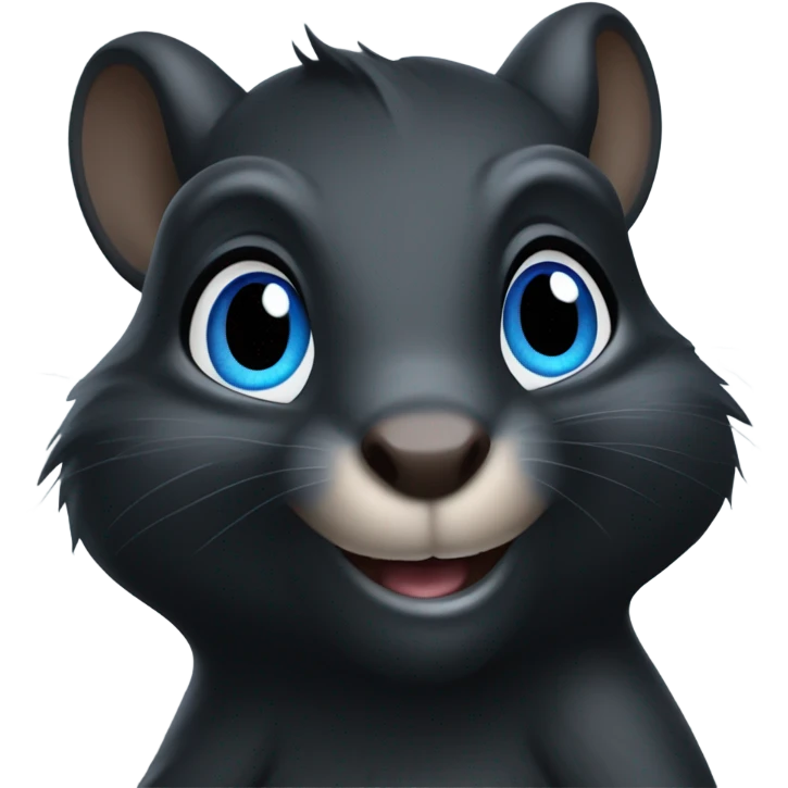 Black squirrel with blue eyes saying I’m here emoji